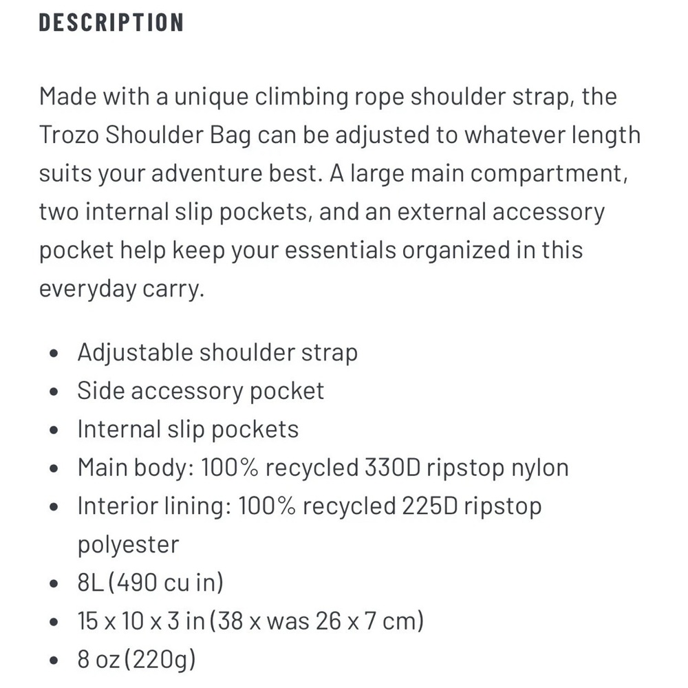 Cotopaxi Trozo shoulder bag NWOT black/multi adjustable rope strap recycled - Picture 16 of 16